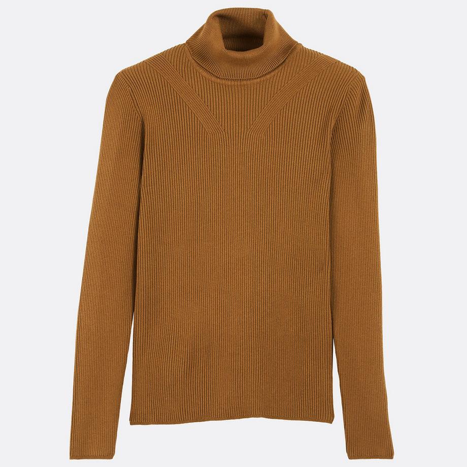 La Redoute Collections  Rollkragenpullover aus Feinstrick mit verspieltem Strickdetail am Ausschnitt 