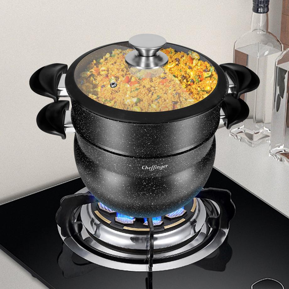 Cheffinger Marmite à Couscous à Vapeur Antiadhésif 6L  