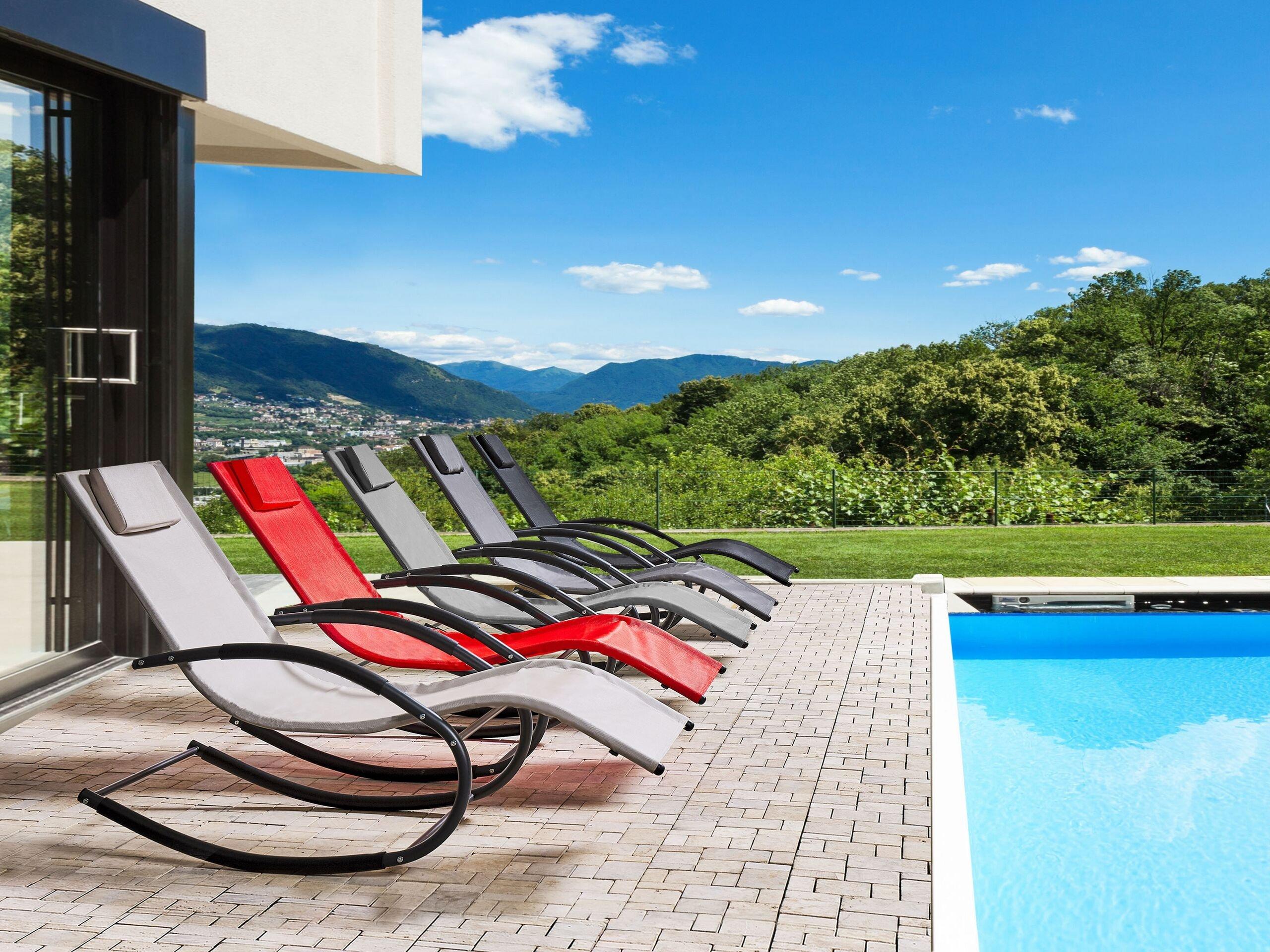 Beliani Lettino Prendisole a Dondolo en Acciaio Moderno CARANO II  