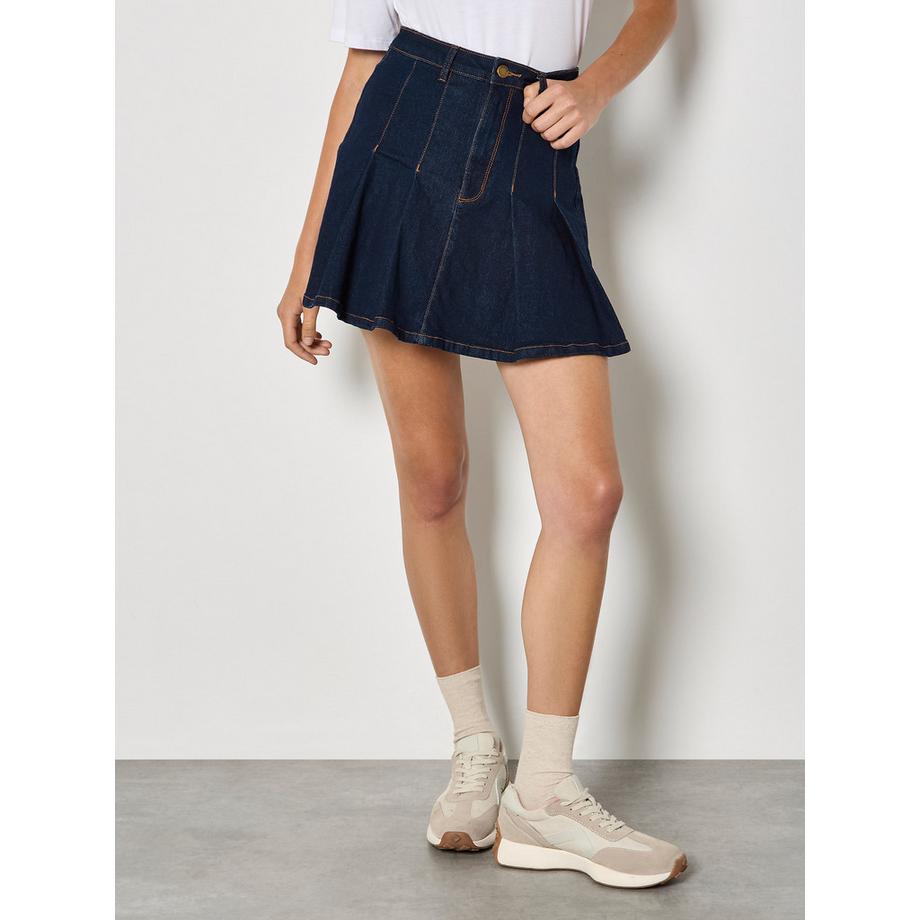 APRICOT Mini-jupe en Denim Plissée  