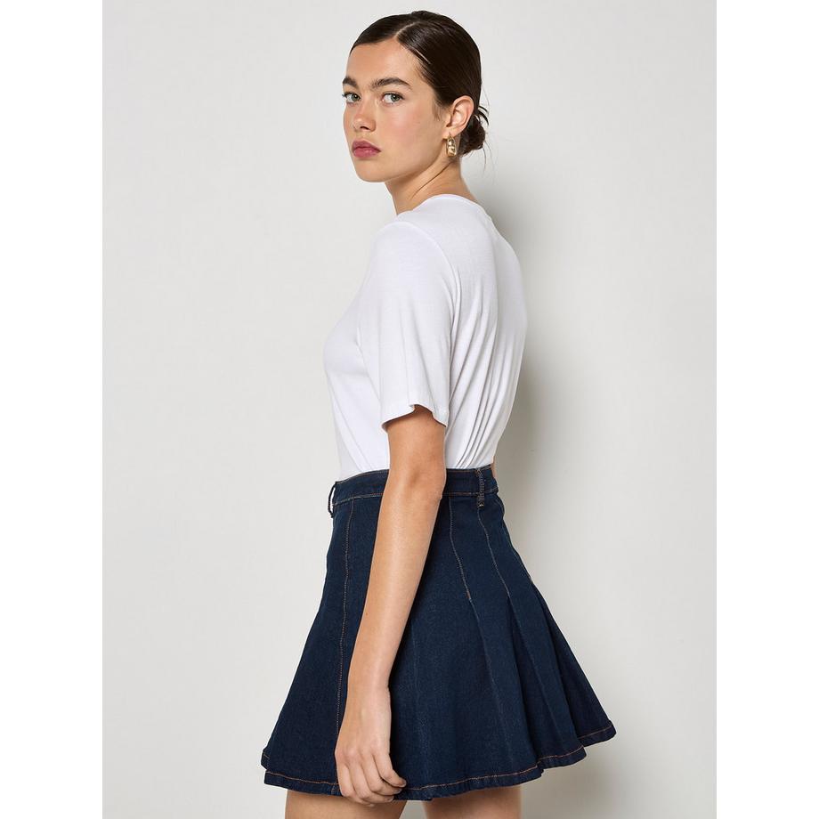 APRICOT Mini-jupe en Denim Plissée  