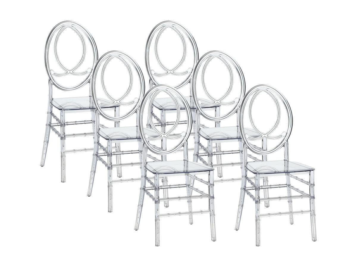 Vente-unique Lot de 6 chaises en polycarbonate plein - Cristal - AMALINE  