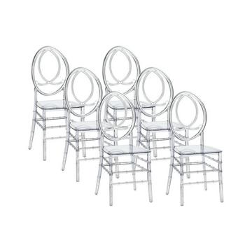 Lot de 6 chaises en polycarbonate plein - Cristal - AMALINE