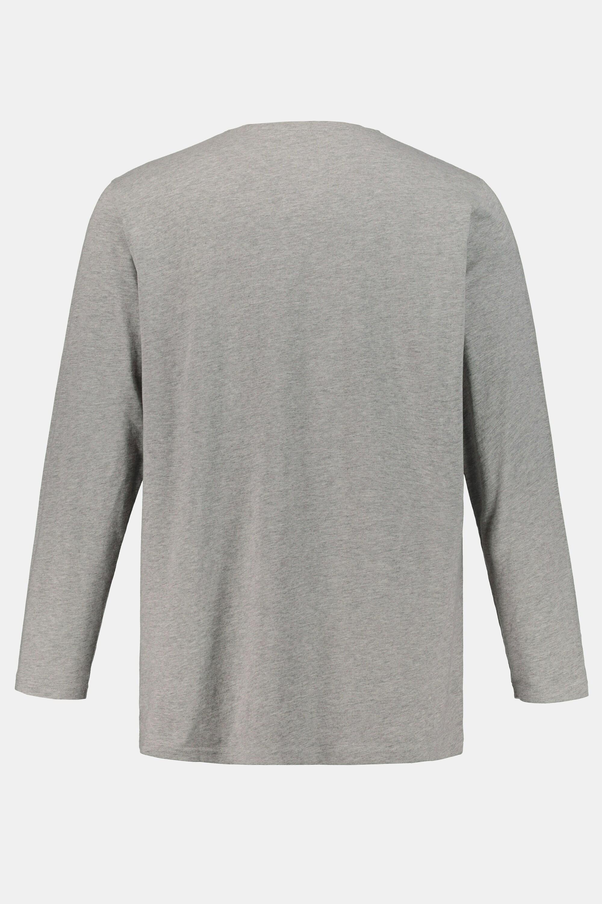 JP1880  T-shirt JP 1880 Henley Basic, manches longues et patte de boutonnage gris chiné 