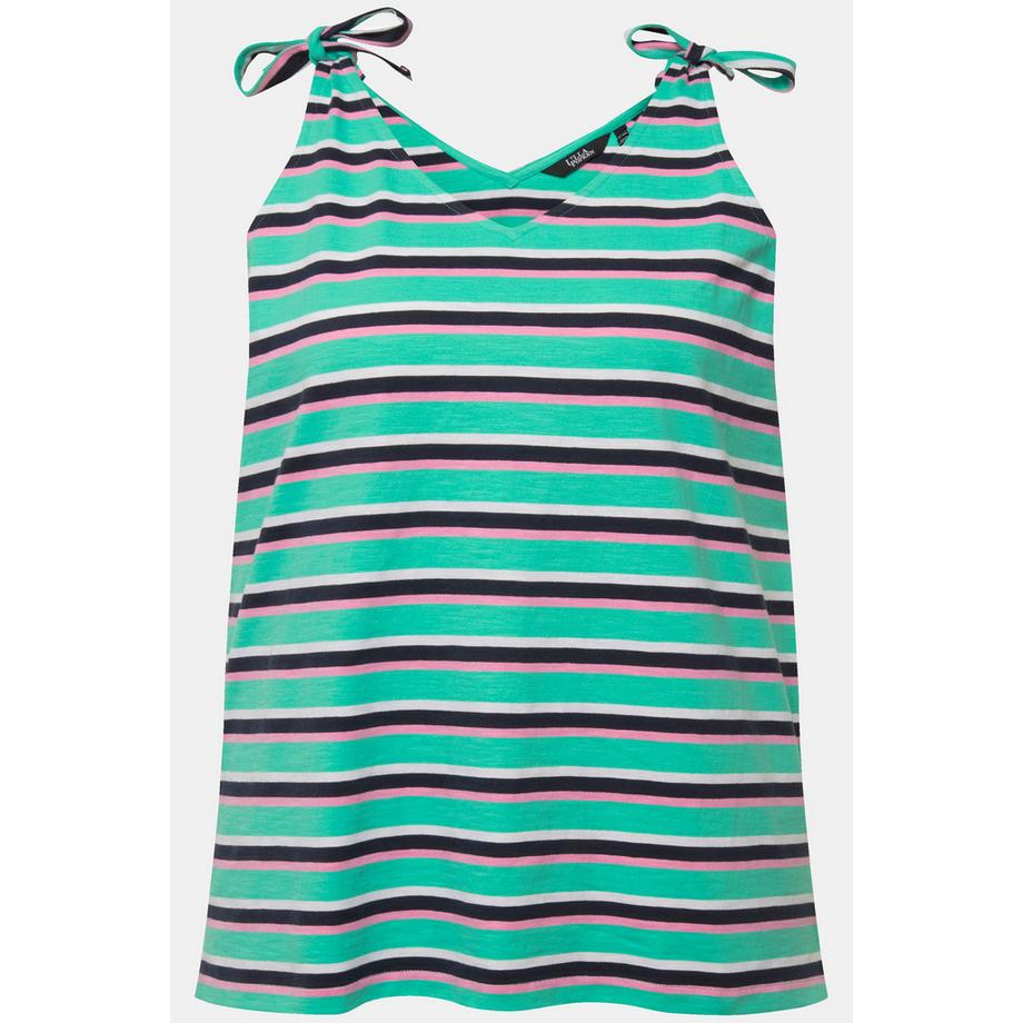 Ulla Popken Ringel A-Linie ärmelloses Top mit Zierschleife  