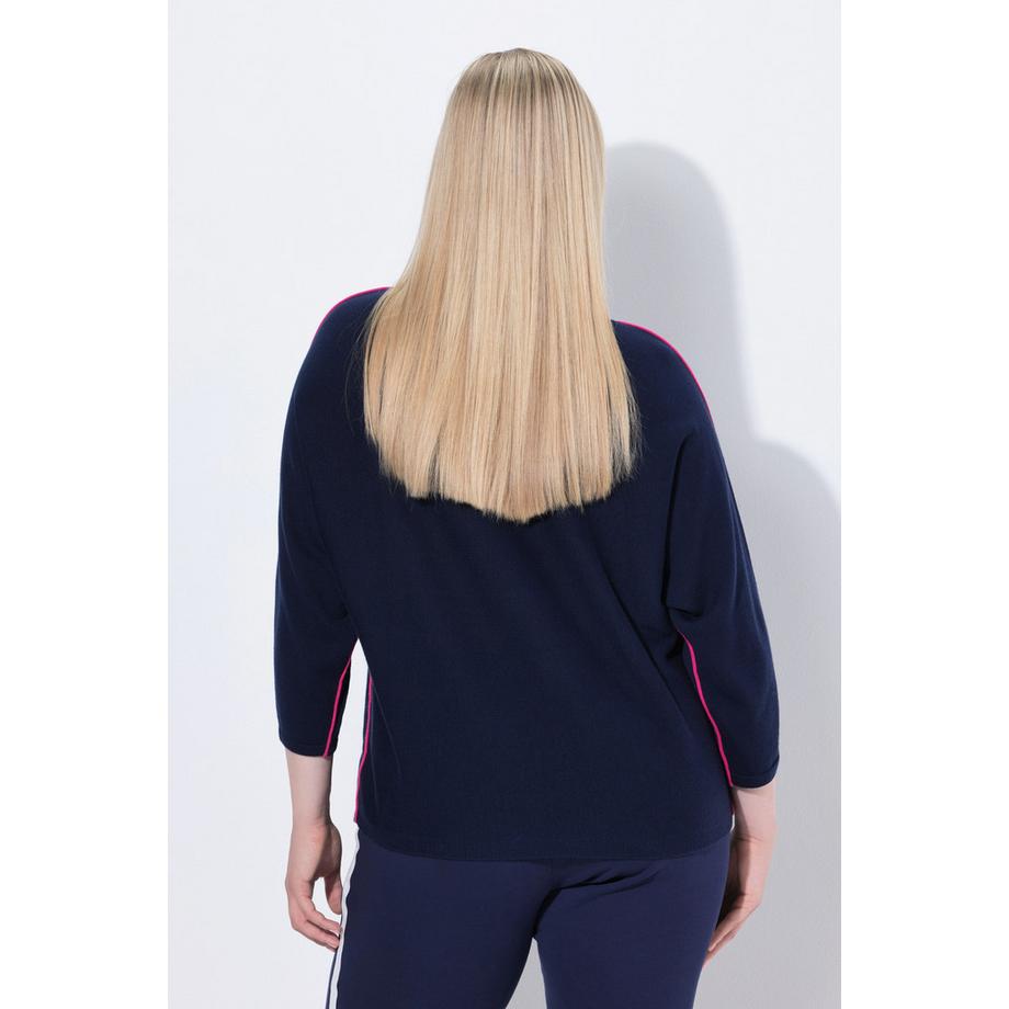 Ulla Popken Pullover Piping U-Boot-Ausschnitt 3/4-Arm  