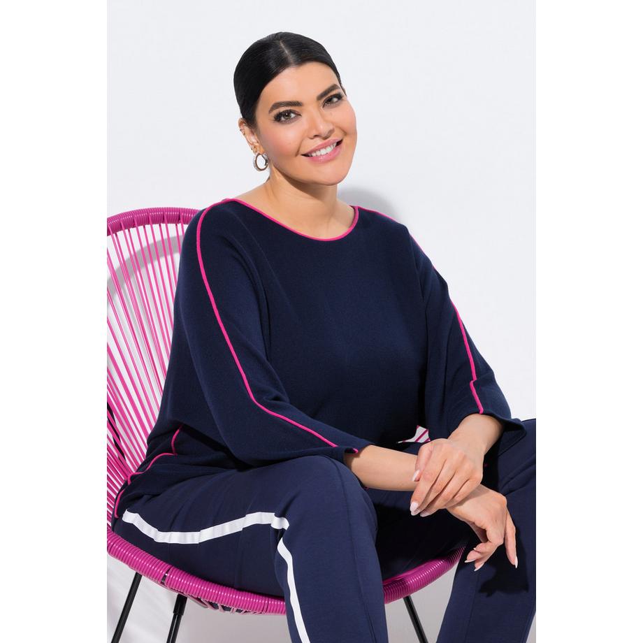 Ulla Popken Pullover Piping U-Boot-Ausschnitt 3/4-Arm  