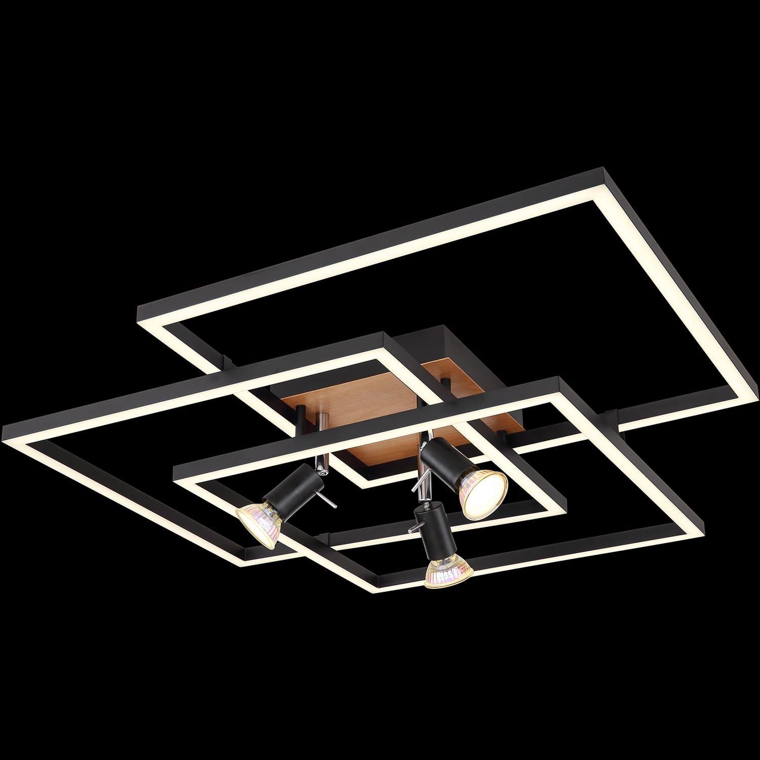 mutoni Plafonnier Ida métal noir mat LED 64x64x14  