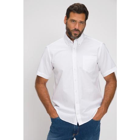 JP1880  Camicia di seersucker dalla vestibilità moderna con mezze maniche, colletto button-down e righe 