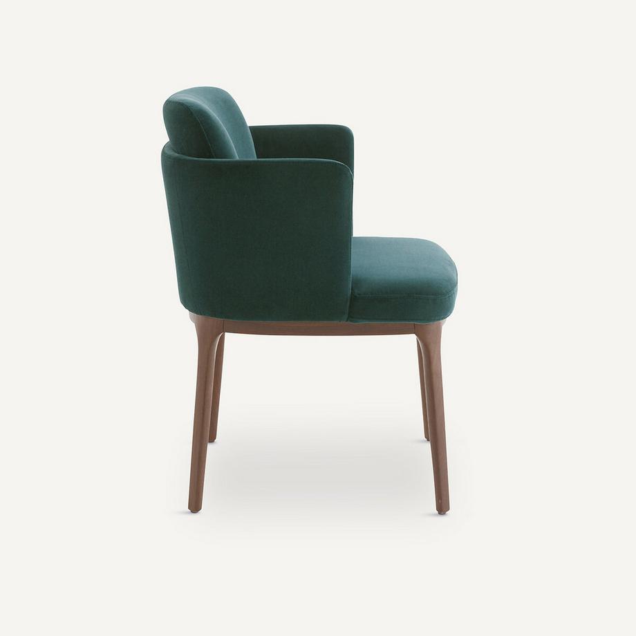 AM.PM Fauteuil de table pieds en noyer et velours Jabote  