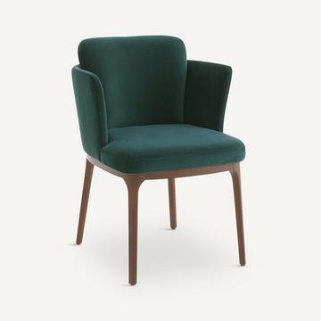 Fauteuil de table pieds en noyer et velours Jabote