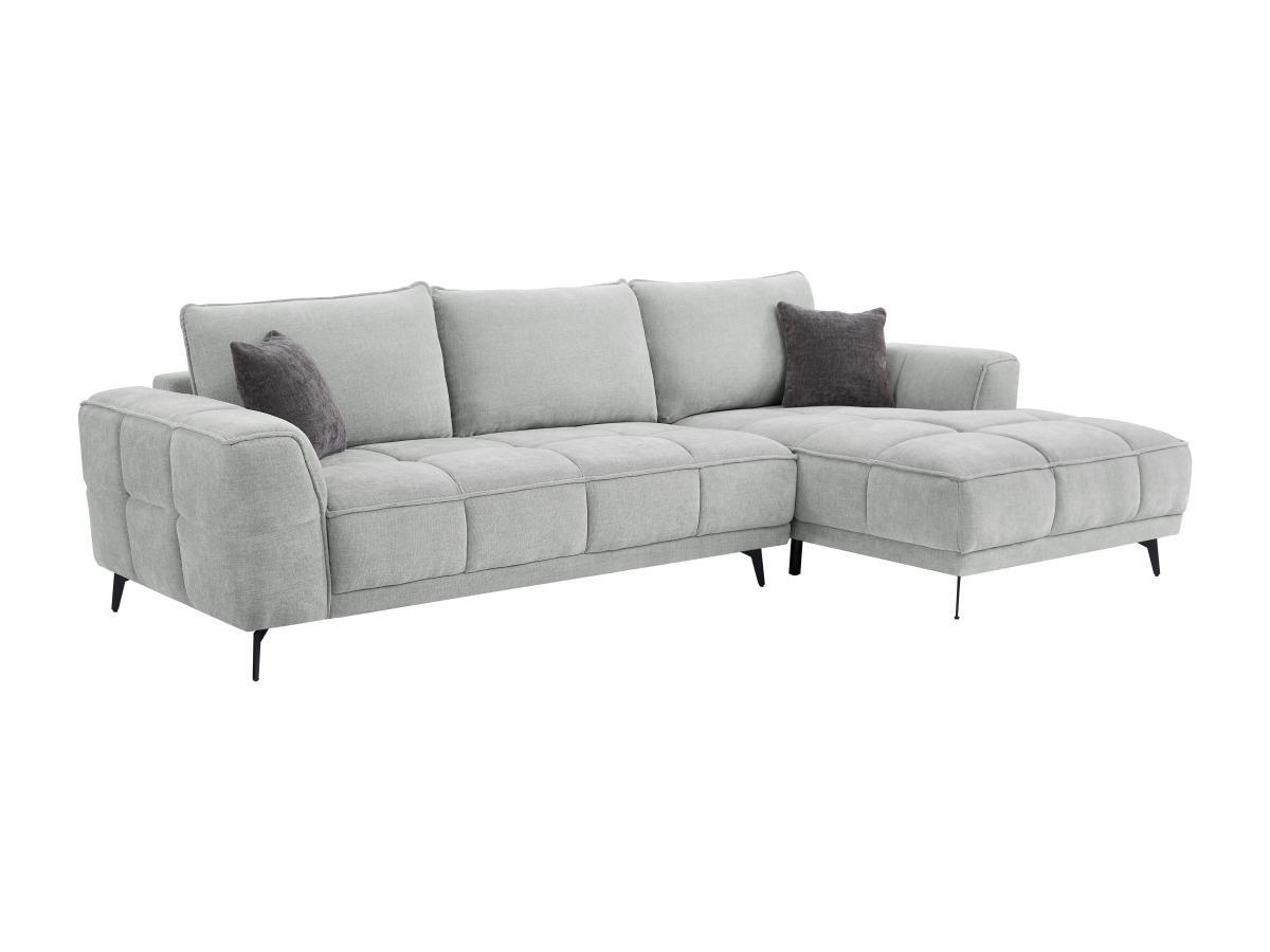 Vente-unique Ecksofa - Ecke rechts - Strukturstoff - Hellgrau - KIPAMBA  