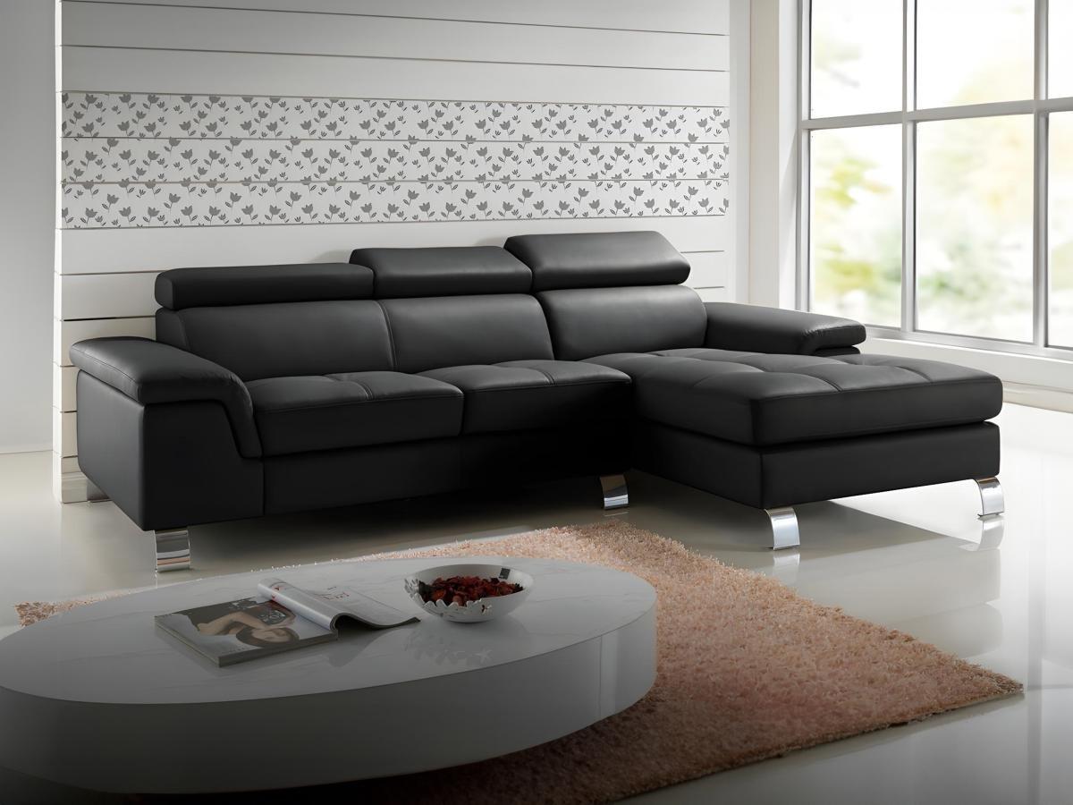 Vente-unique Ecksofa Leder MISHIMA Ecke Rechts  