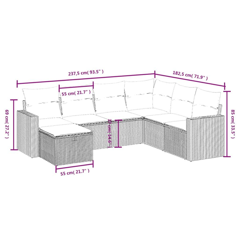 VidaXL Ensemble de canapés de jardin rotin synthétique  