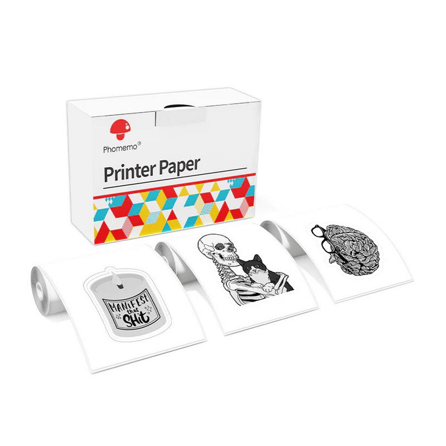 Papier thermique autocollant blanc à durée de vie de 10 ans pour T02/M02X/M832 – 3 rouleaux