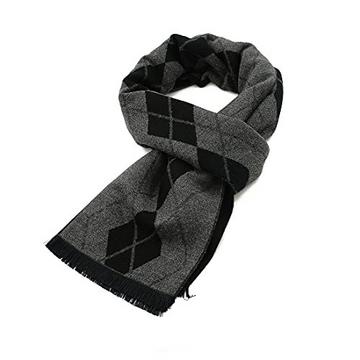 Écharpe d'hiver chaude et douce, écharpe tricotée à carreaux, longues écharpes d'hiver, gris noir, taille unique