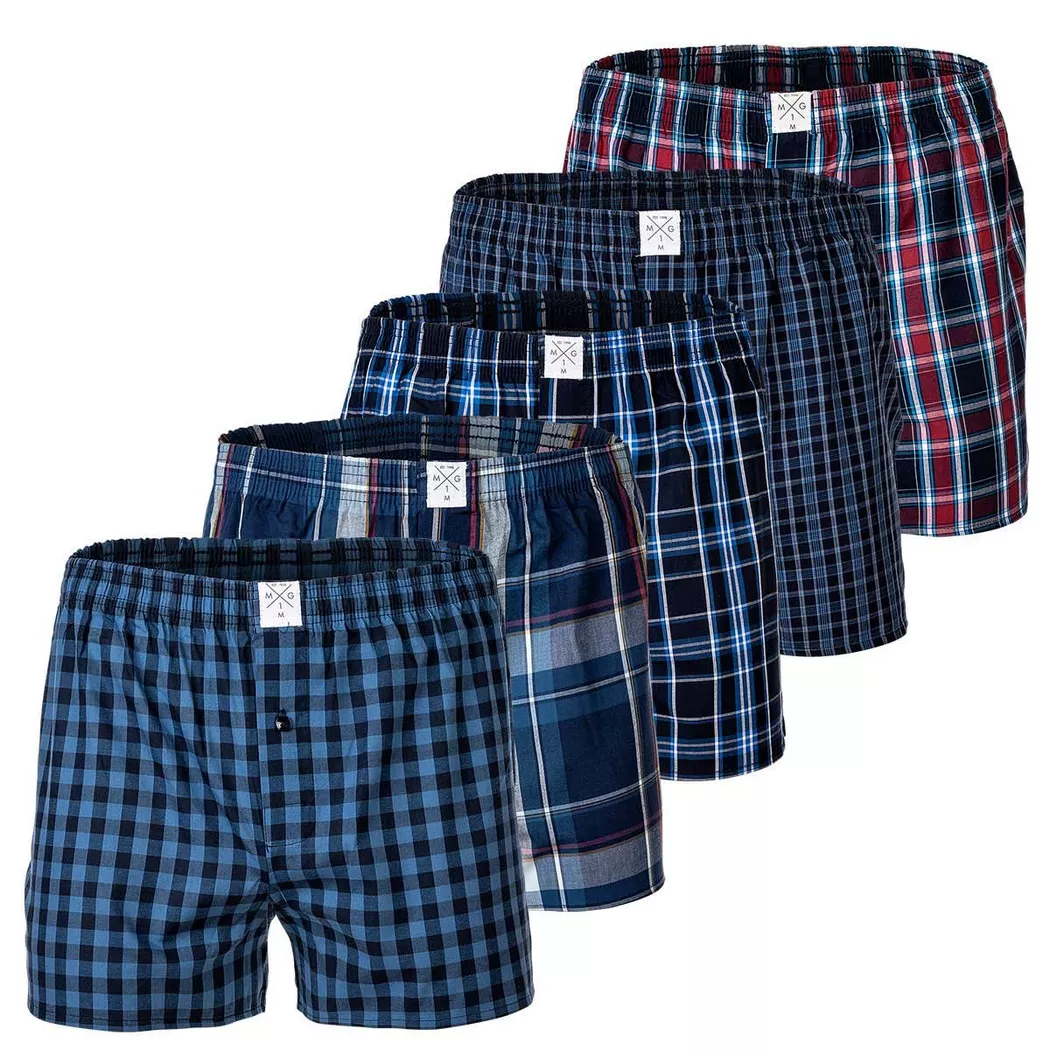 MG-1 - Web-Boxershorts  5er Pack Locker sitzend, für Herren, Blau, Größe 3XL