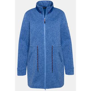 Ulla Popken  Cardigan lungo con coulisse, collo alto e cerniera a cursore doppio 