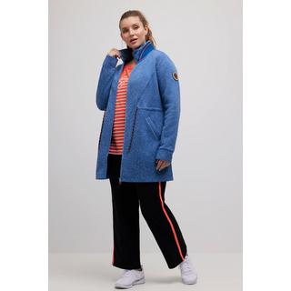 Ulla Popken  Long-Strickjacke, Tunnelzug, Stehkragen, 2-Wege-Zipper 