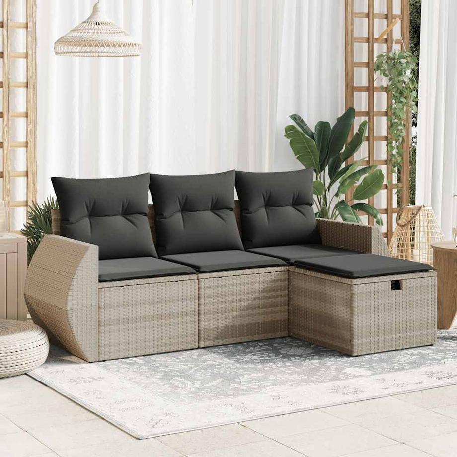 VidaXL set di divani da giardino Polirattan  