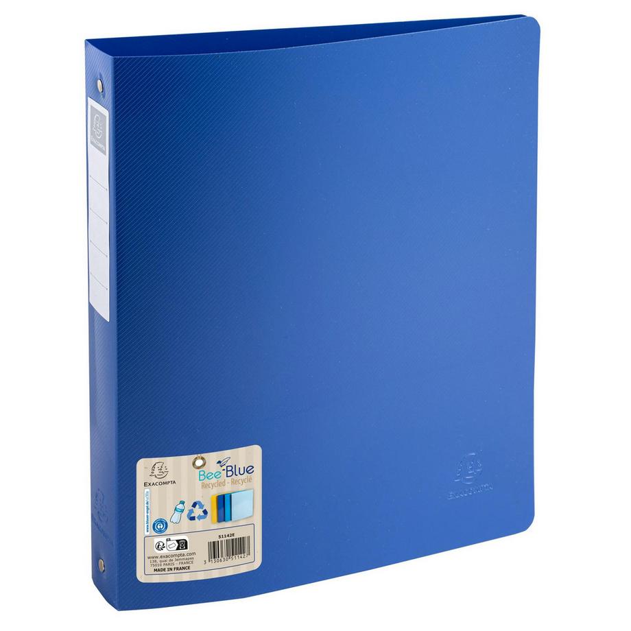 Exacompta Classeur 4 anneaux 30mm polypropylène recyclé BeeBlue - A4 Maxi - x 12  