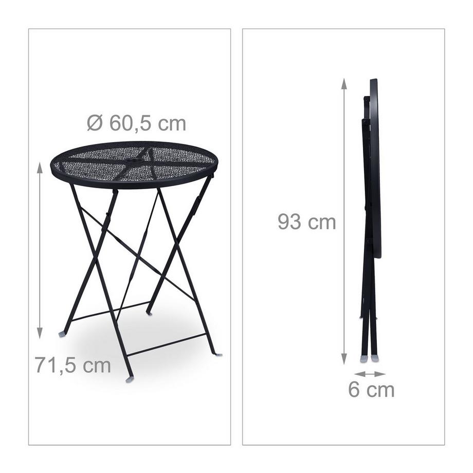 Northix  Tavolo da balcone pieghevole nero 