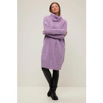 Robe oversize en maille, longueur mini, col roulé, manches longues