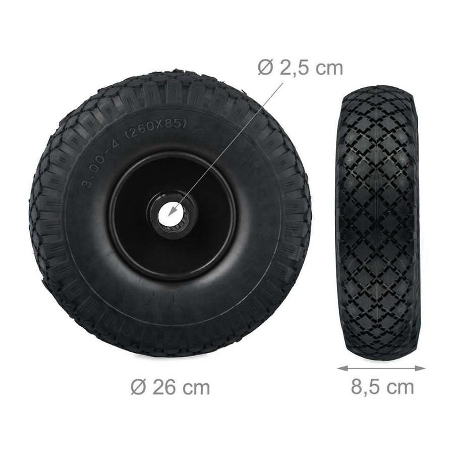 B2X  2er-Set Räder für Sackkarre 3.00-4 Vollgummi 