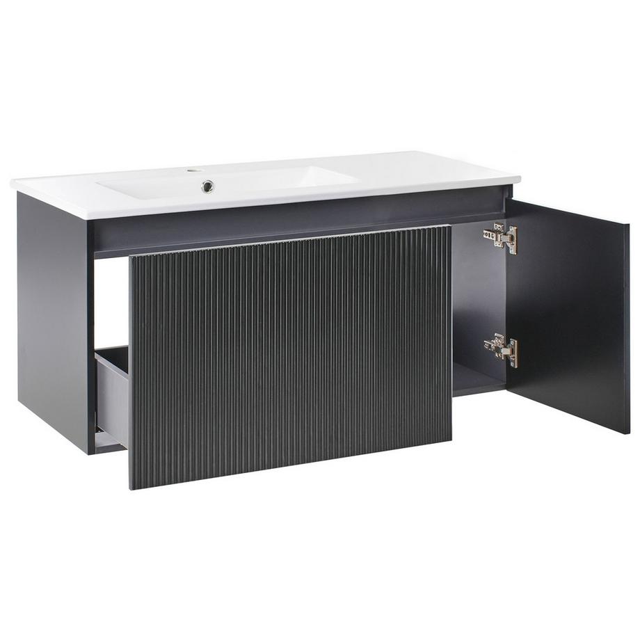 Beliani Wandmontierter Waschtischunterschrank mit Waschbecken aus MDF-Platte Modern TIETE  