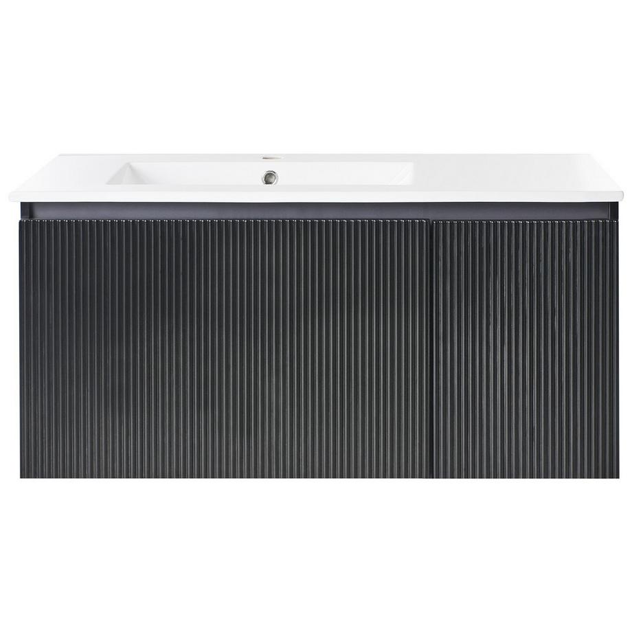 Beliani Wandmontierter Waschtischunterschrank mit Waschbecken aus MDF-Platte Modern TIETE  