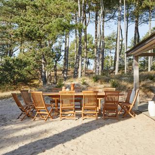 Tikamoon Set da giardino rettangolare in acacia massello 12 sedie Capri  