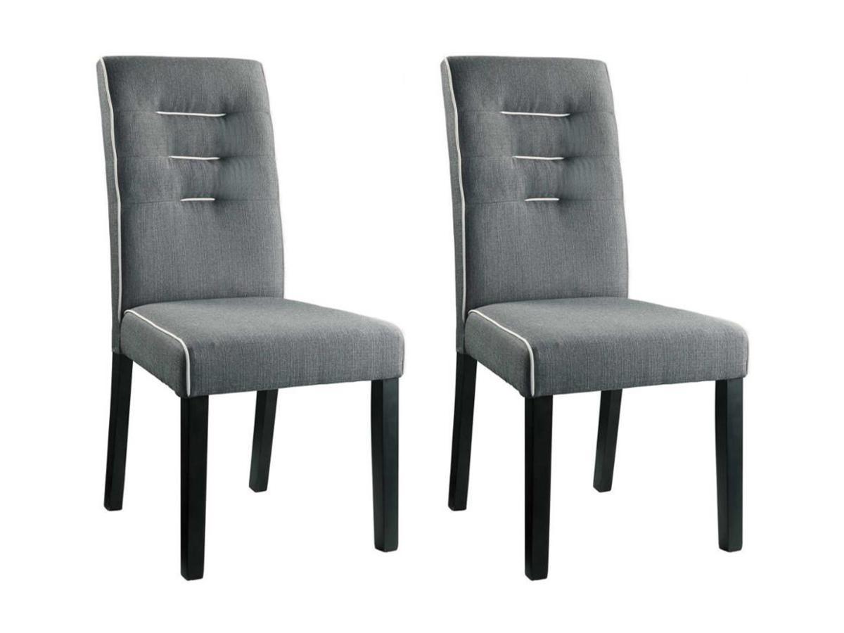 Vente-unique Lot de 2 chaises GABELLE Tissu pieds hévéa  