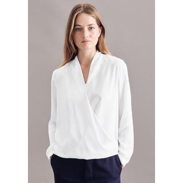 Wickelbluse Uni Langarm V-Neck