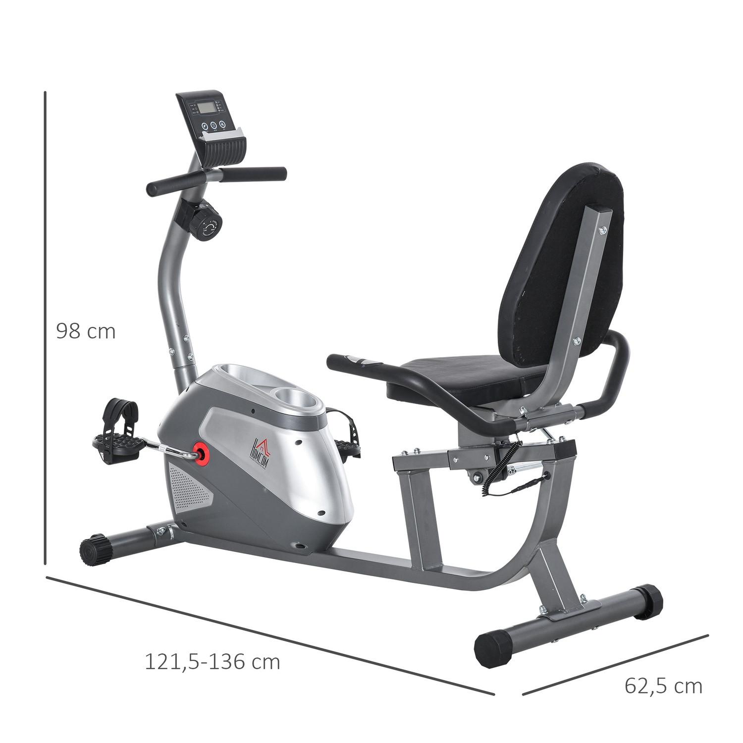 Northio  Liegeergometer Mit Lcd-Anzeige 8 Stufig Einstellbarem Magnetwiderstand Nutzergewicht Bis 110 Kg Metall Abs 136X62,5X38Cm 