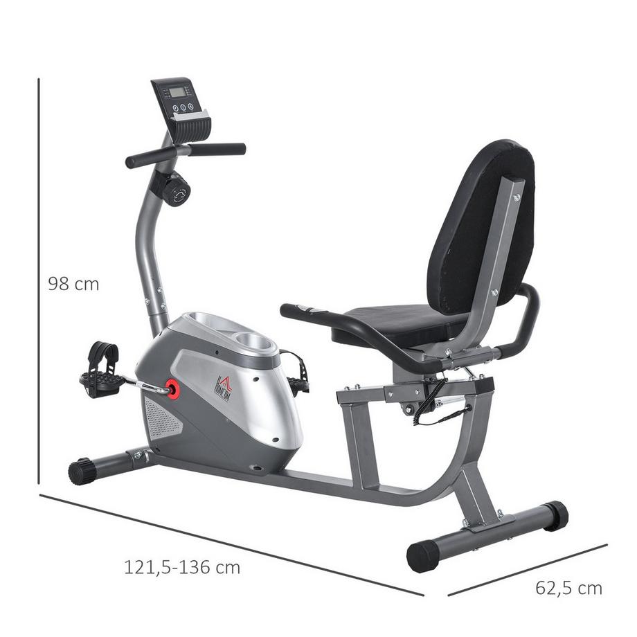 Northio  Liegeergometer Mit Lcd-Anzeige 8 Stufig Einstellbarem Magnetwiderstand Nutzergewicht Bis 110 Kg Metall Abs 136X62,5X38Cm 