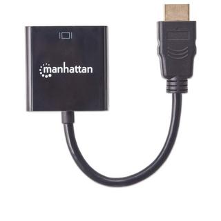 Manhattan  Manhattan HDMI auf VGA-Konverter, HDMI-Stecker auf VGA-Buchse, optionaler USB Micro-B-Stromport,, Polybag-Verpackung 