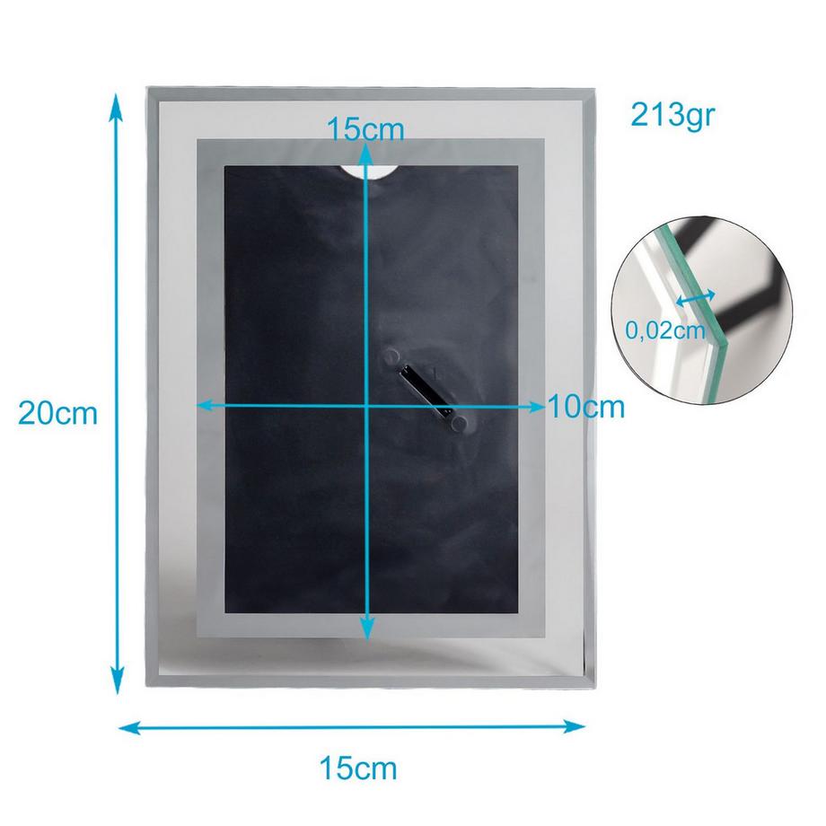 Intirilife Cadre photo en verre Argent  