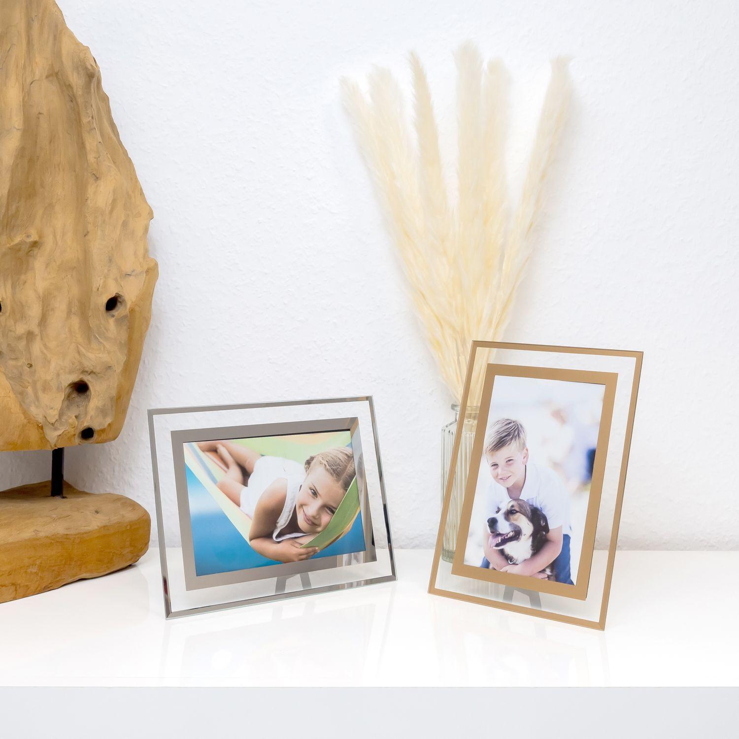 Intirilife Cadre photo en verre Argent  