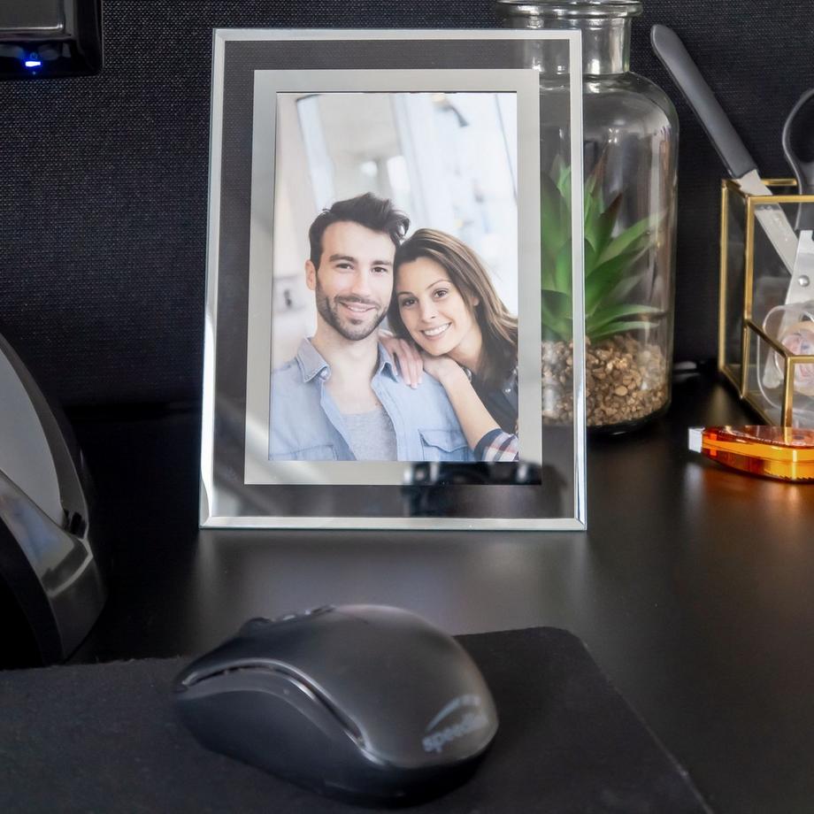 Intirilife Cadre photo en verre Argent  