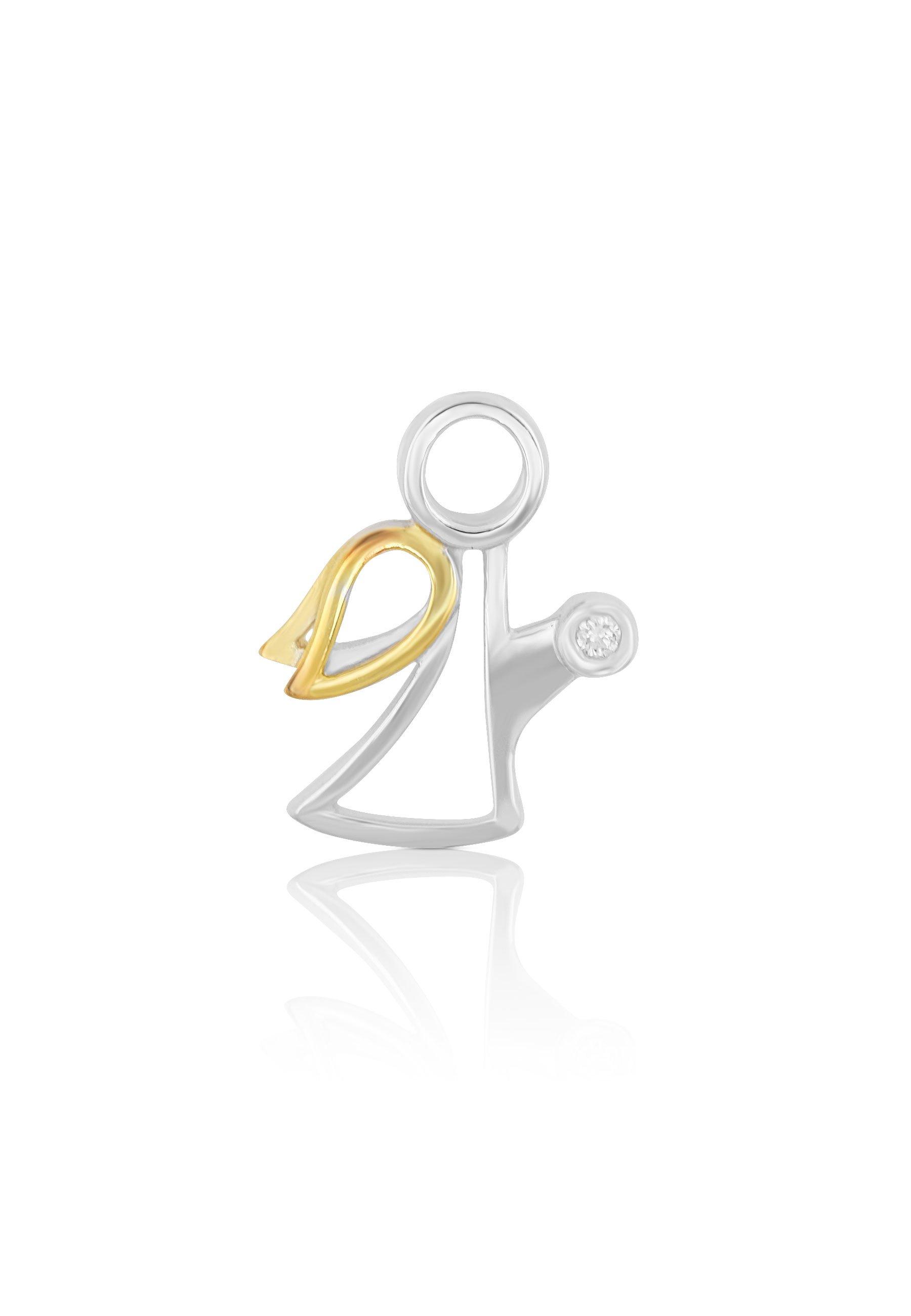 MUAU Schmuck  Pendentif ange bicolore or jaune/blanc 750 diamant 0.0075ct. 13x11mm 