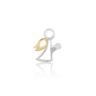 MUAU Schmuck  Engel Anhänger Bicolor Gelb-/Weissgold 750 Diamant 0.0075ct. 13x11mm 