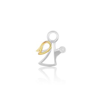 Pendentif ange bicolore or jaune/blanc 750 diamant 0.0075ct. 13x11mm