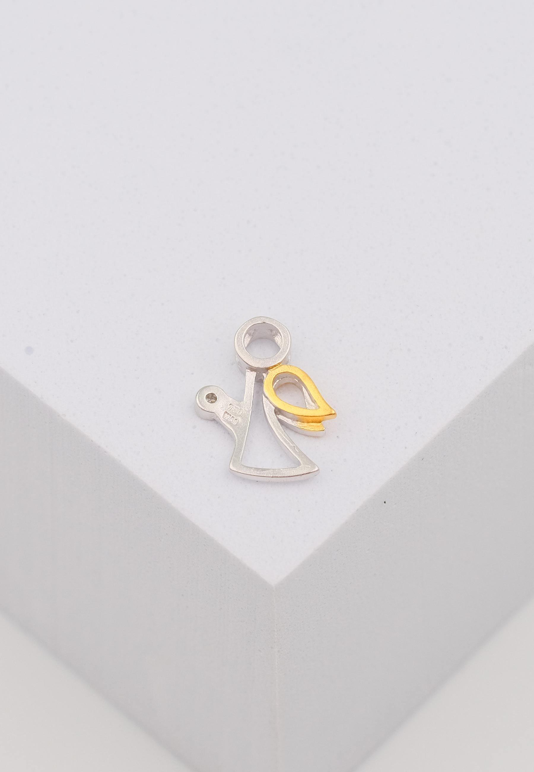 MUAU Schmuck  Engel Anhänger Bicolor Gelb-/Weissgold 750 Diamant 0.0075ct. 13x11mm 