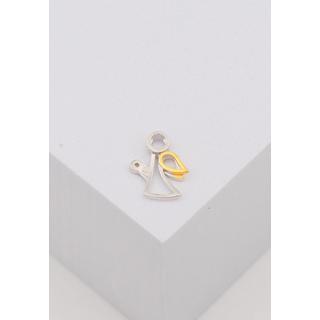 MUAU Schmuck  Pendentif ange bicolore or jaune/blanc 750 diamant 0.0075ct. 13x11mm 