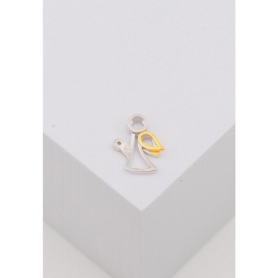 MUAU Schmuck  Pendentif ange bicolore or jaune/blanc 750 diamant 0.0075ct. 13x11mm 