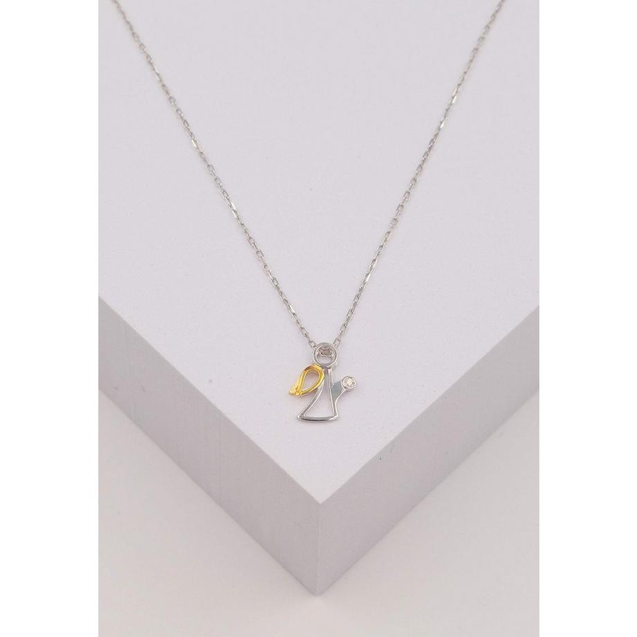 MUAU Schmuck  Pendentif ange bicolore or jaune/blanc 750 diamant 0.0075ct. 13x11mm 