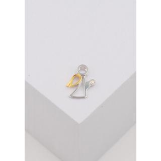 MUAU Schmuck  Pendentif ange bicolore or jaune/blanc 750 diamant 0.0075ct. 13x11mm 