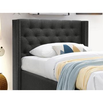 Letto testata capitonné - 90 x 200cm - Tessuto grigio - MASSIMO