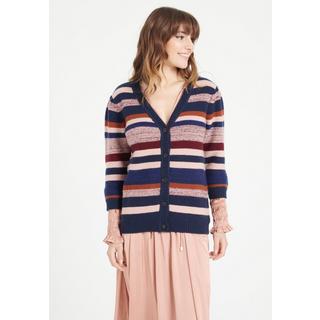 Studio Cashmere8  MIA 11 Cardigan a righe 6ct. con scollo a V - 100% cashmere 