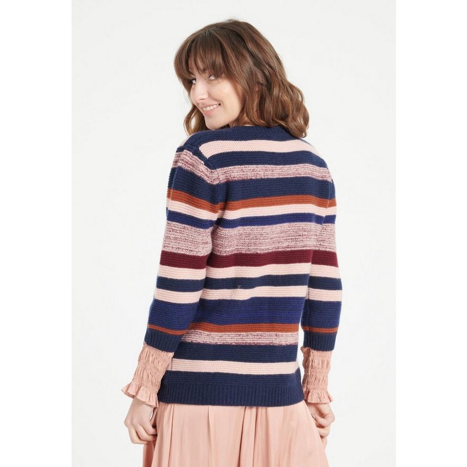 Studio Cashmere8 MIA 11 Cardigan Col V Rayé 6 Fils  